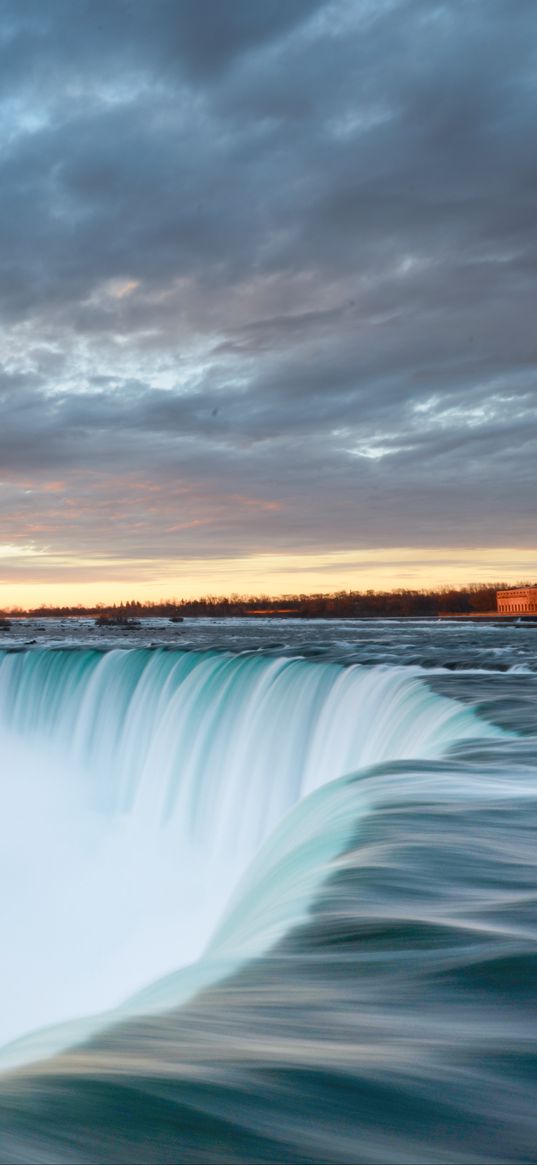 waterfall, cliff, water, nature