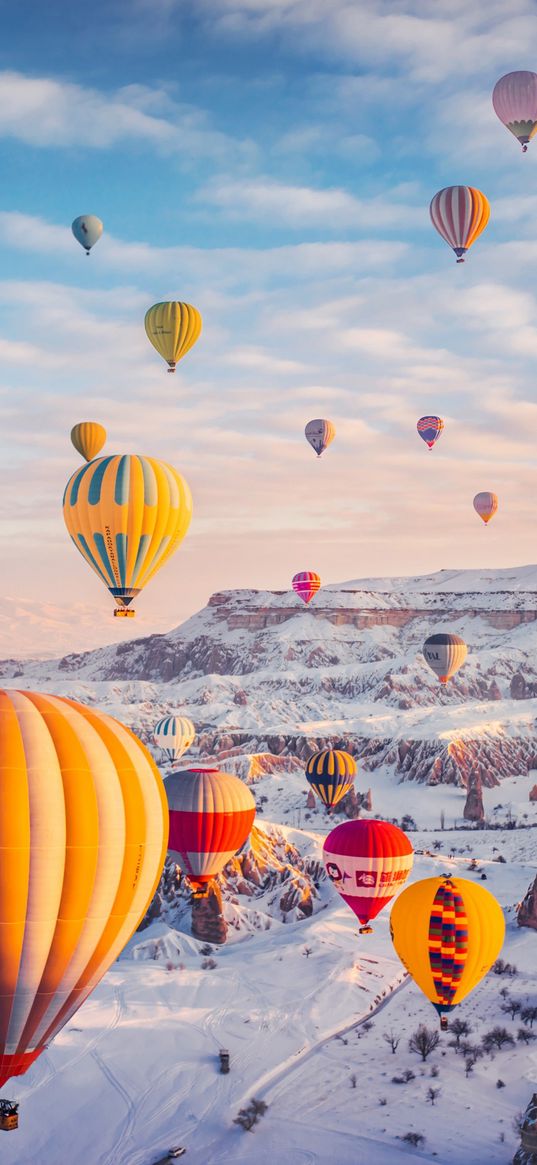 balloons, sky, fun, snow, flight