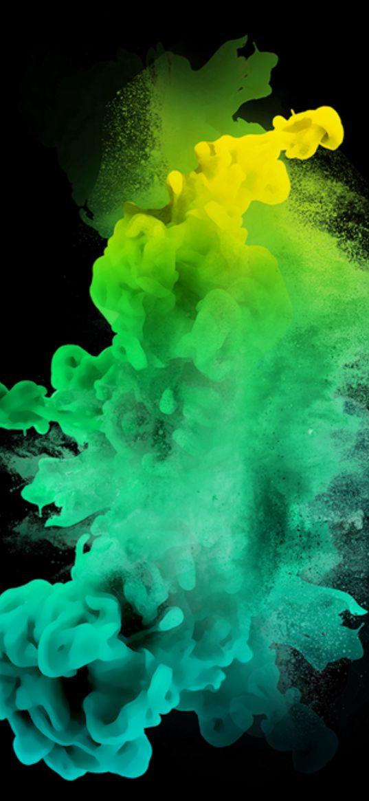 smoke, abstraction, yellow, green, turquoise