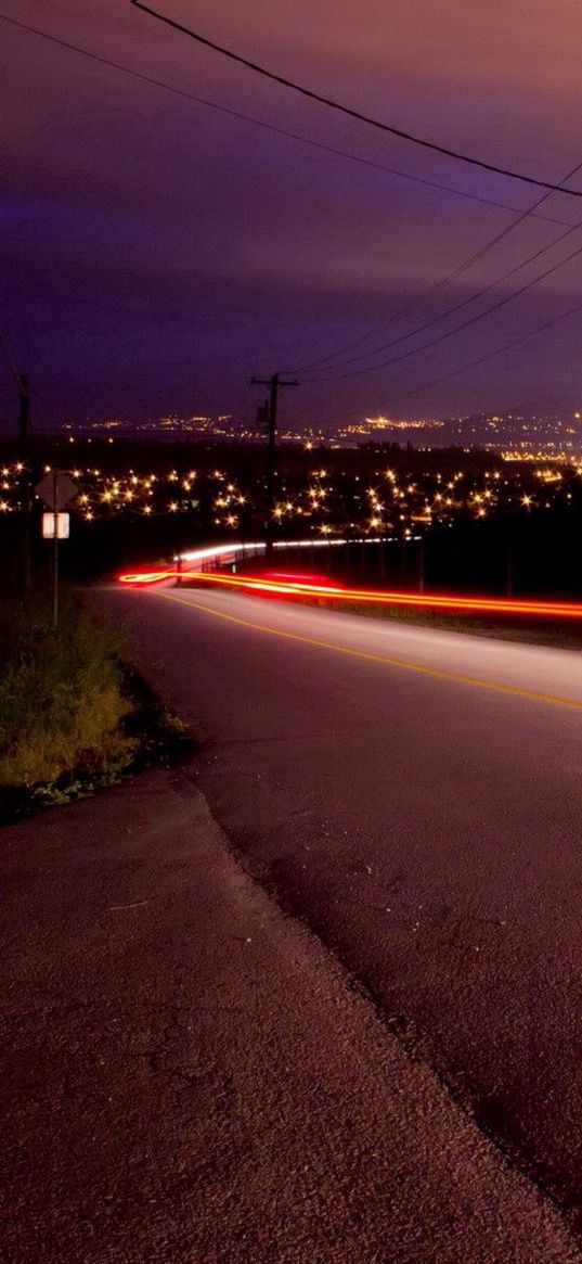 road, night, motion, rotation