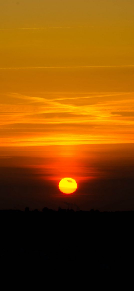 hill, sunset, sun, dark