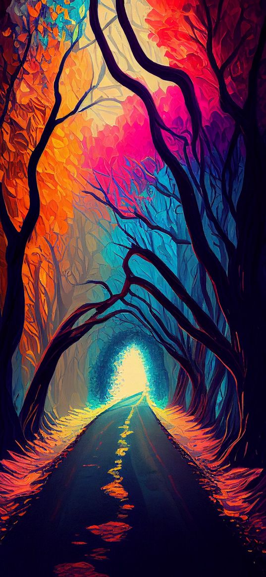 forest, road, colorful, nature, path