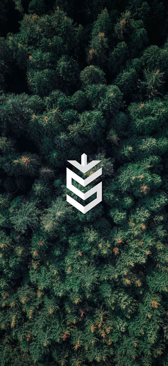 symbol, emblem, trees, forest, top view, nature