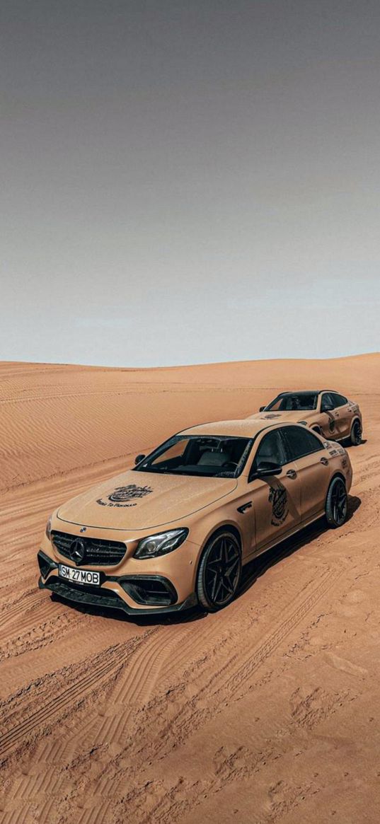 mercedes benz, mercedes, cars, orange, desert