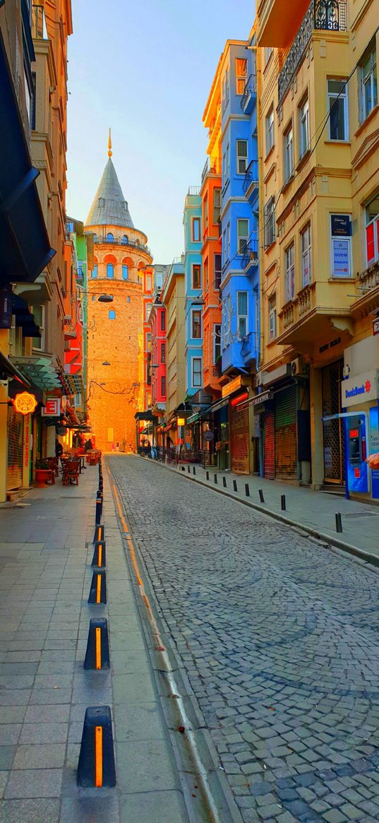 istanbul, city, street, houses, road, colored