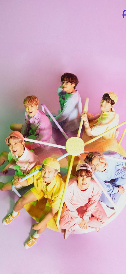 bts, k-pop, group, boys, music, carousel, color, bright