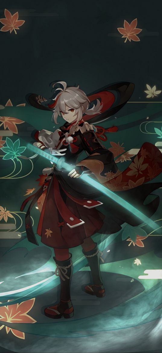 genshin impact, kazuha, game, art