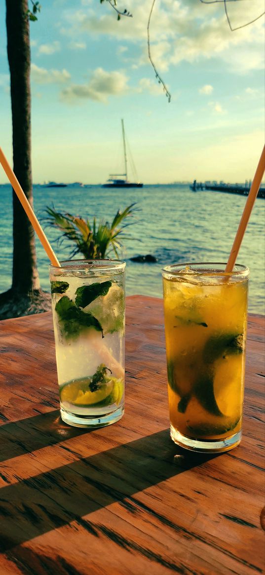 drink, cocktail, sunset, sea