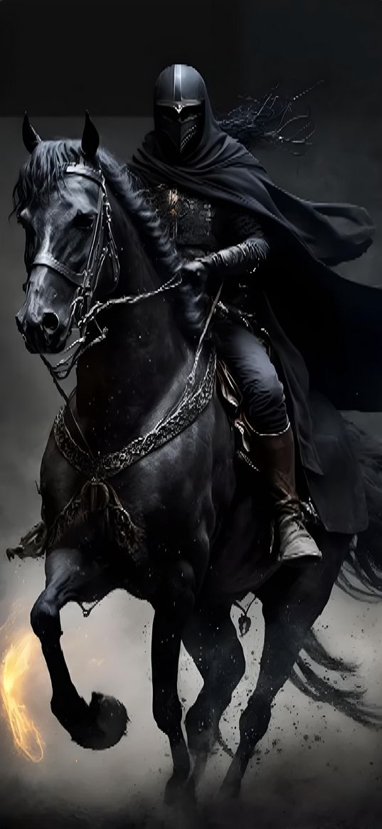 knight, rider, warrior, armor, black