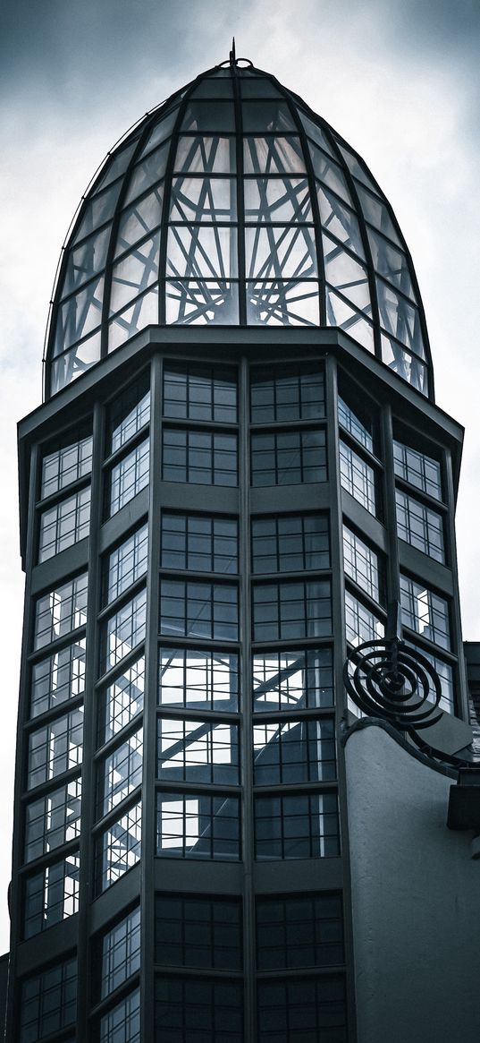 building, house, dome, glass, architecture, clouds, sky