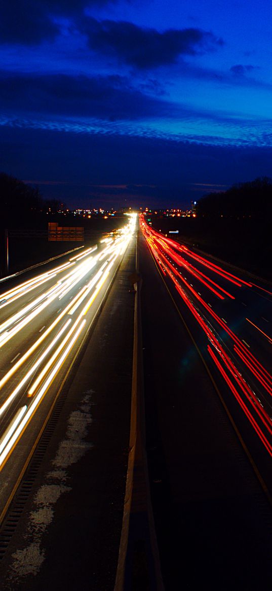 road, freezelight, lights, night