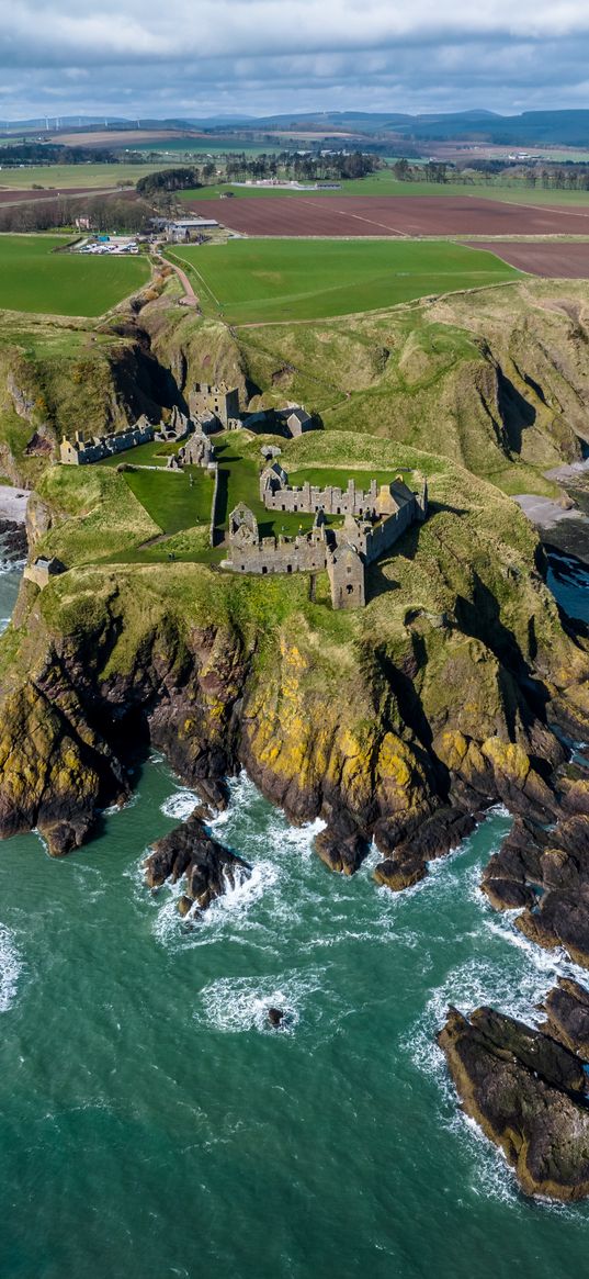 island, cliff, sea, fortress, aerial view