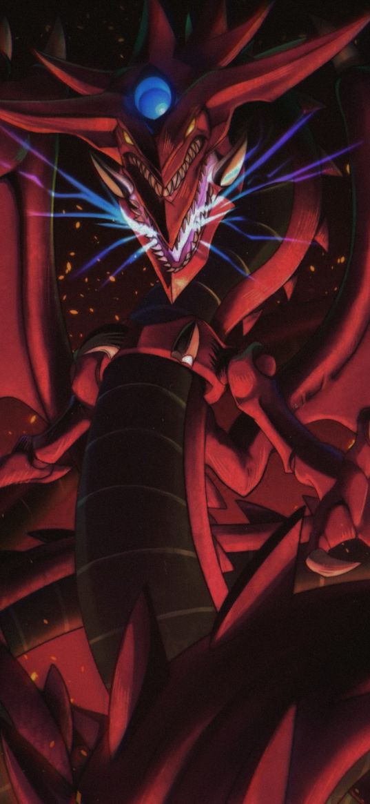 slifer, yugioh, anime, dragon, monster, wings, claws, red, art