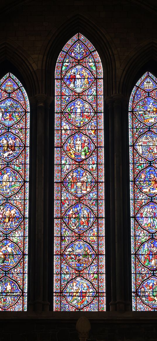 windows, stained glass, pattern, architecture