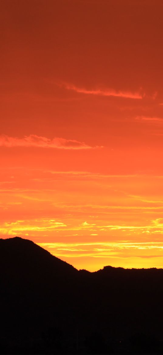 hills, silhouette, sky, evening