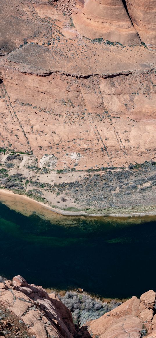 rock, cliff, river, plateau, nature, height