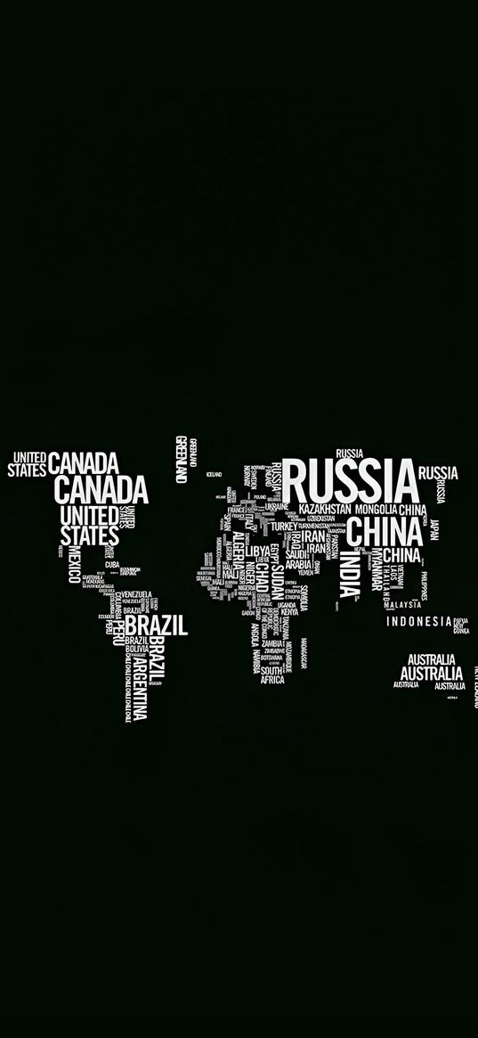 countries, map, text, black, white