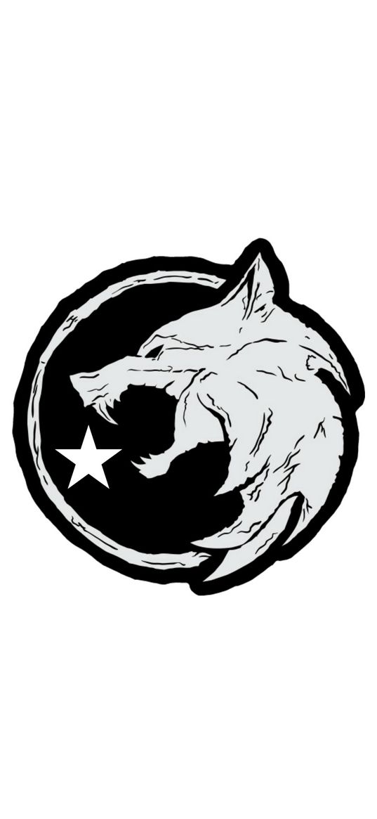 wolf, star, patch, logo, badge, black, white