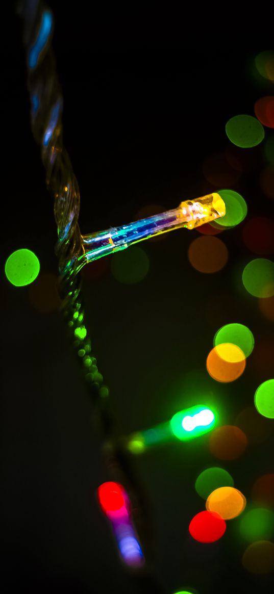 garland, lights, macro, bokeh