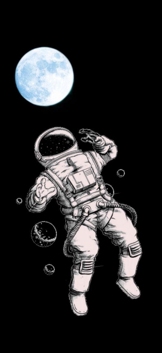 astronaut, spacesuit, moon, black background