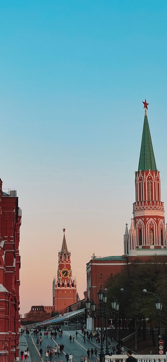 moscow, red square, sky, sunset