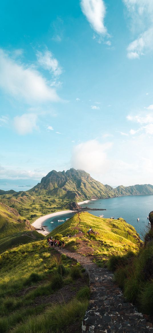 nature, water, mountain, top view