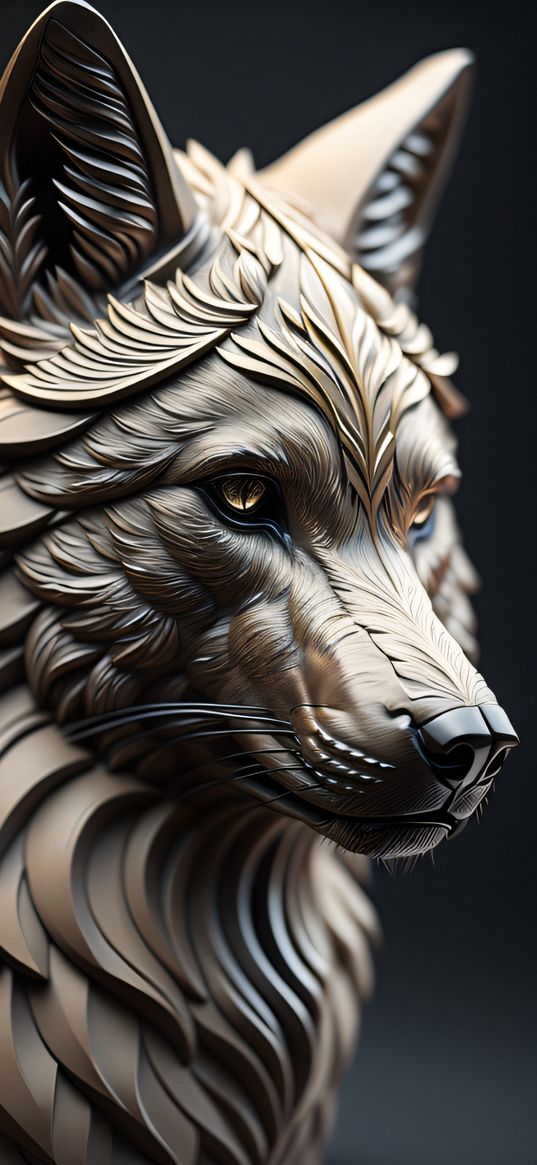 wolf, sculpture, portrait, illustration, art, cool