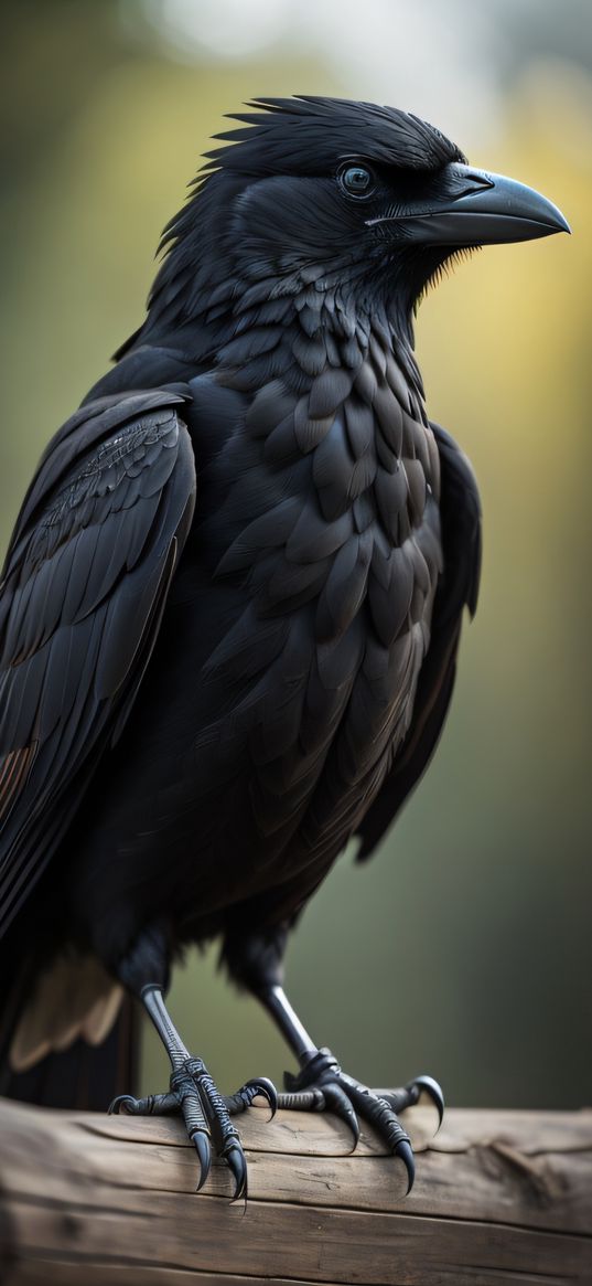 raven, crow, feather, wood, cool, art