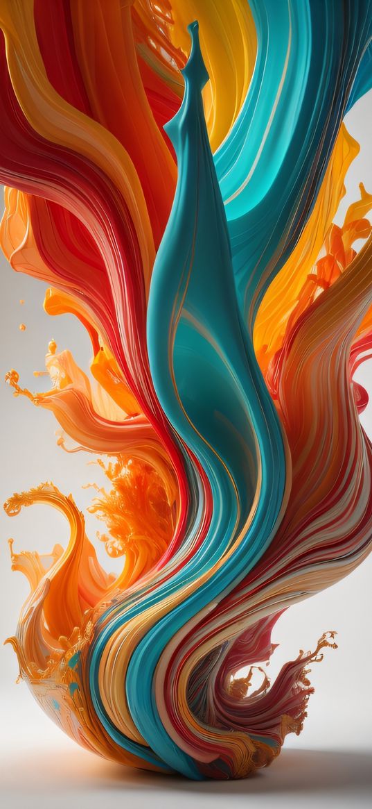 abstraction, splash, wave, orange, white