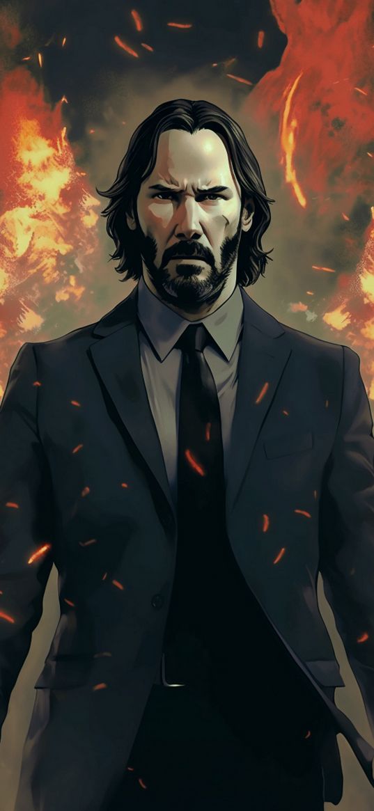 keano rives, john wick, suit, art