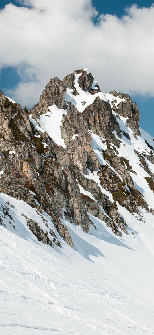 rock, relief, winter, snow, landscape