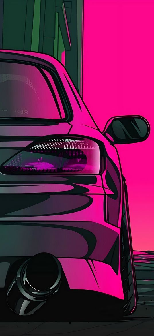 car, auto, pink, art, drawing