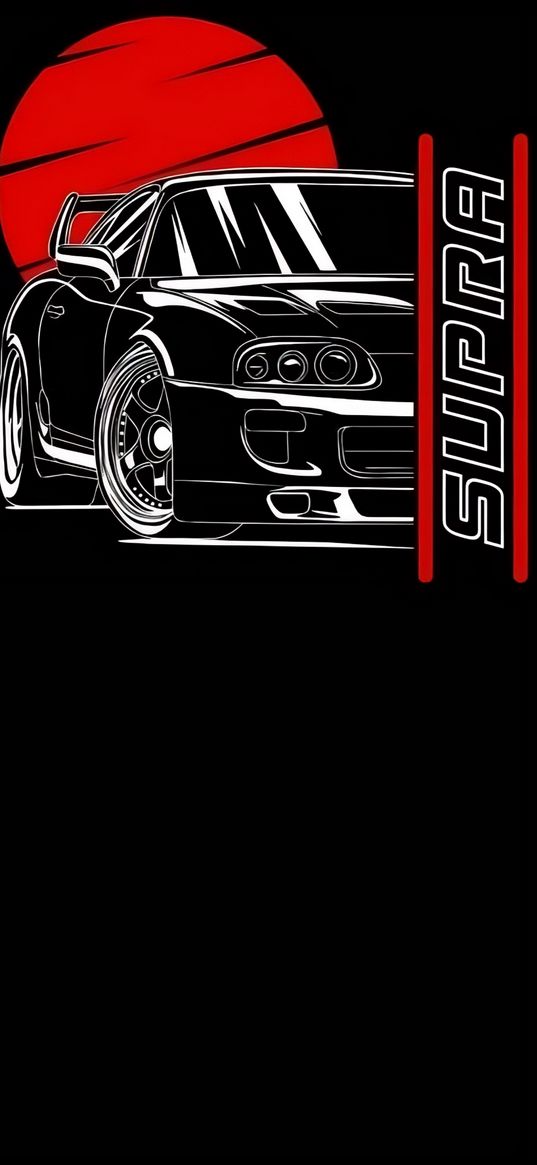 toyota supra, toyota, sports car, car, sun, black, white, red