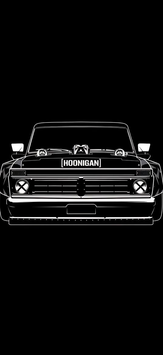 car, tuning, hooligan, black and white, art