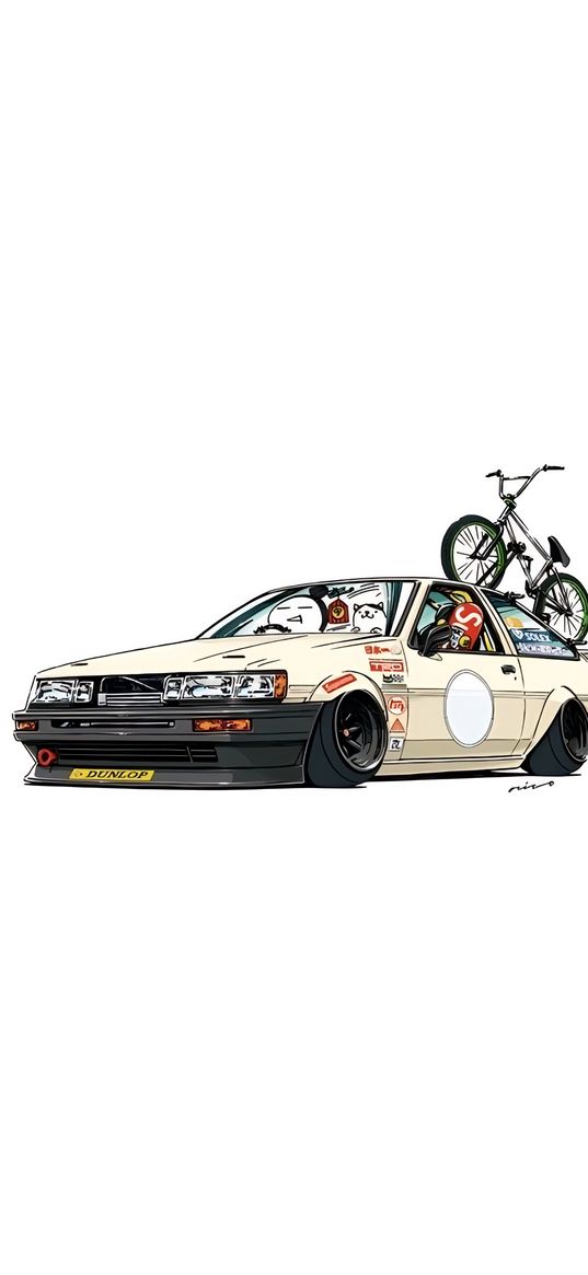 car, tuning, jdm, japanese, dog, bicycle, art