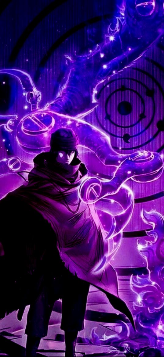 sasuke uchiha, naruto, anime, guy, ninja, dragon, rinnegan, purple, art