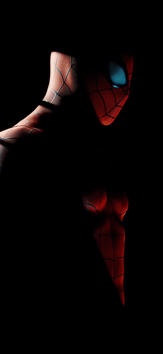 spiderman, spider-man, superhero, marvel, darkness, red, black background, art