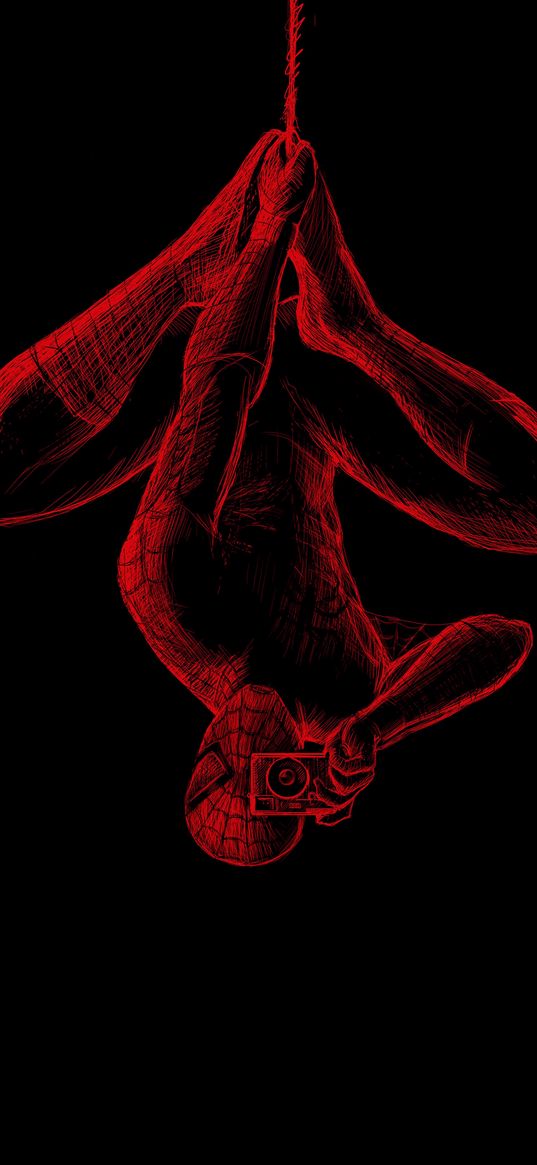 spiderman, spider-man, superhero, marvel, camera, red, black background, art