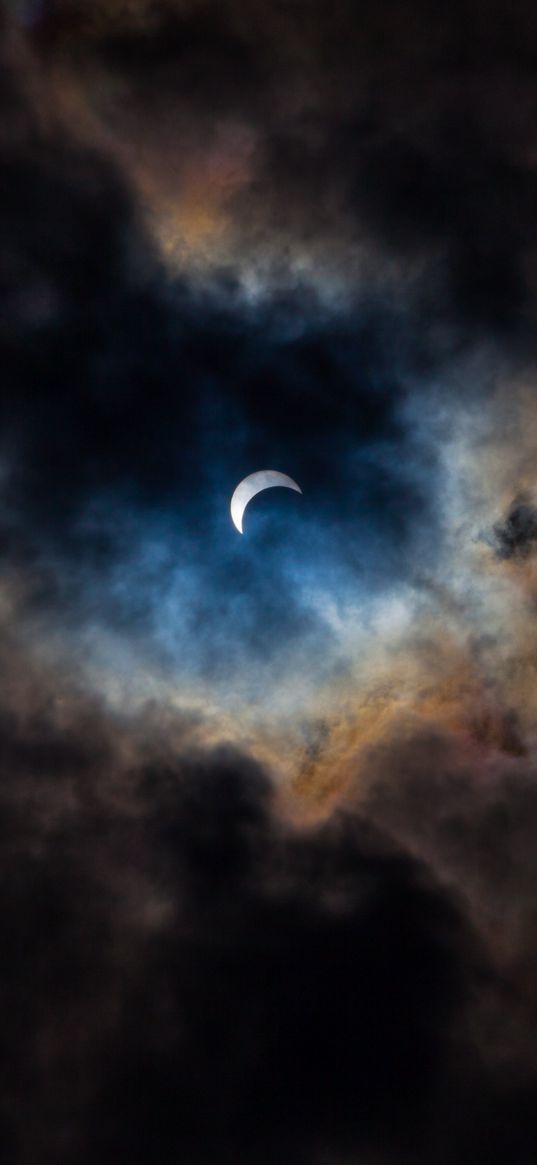 moon, sky, clouds, night, dark