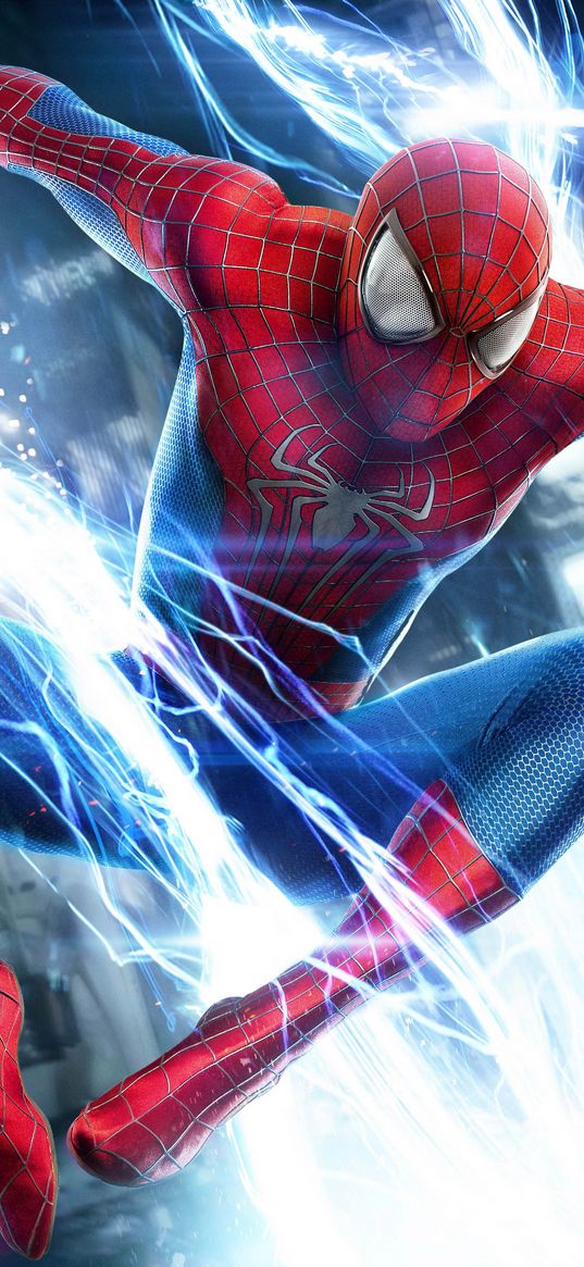 spiderman, spider-man, superhero, marvel, jump, lightning, art