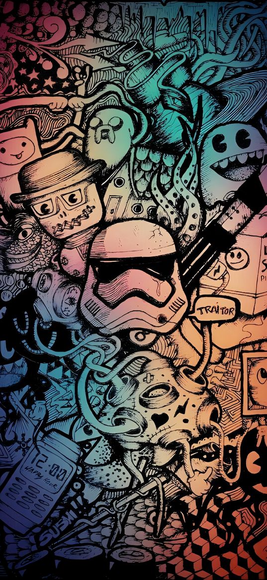 poster, art, line art, stormtrooper, characters