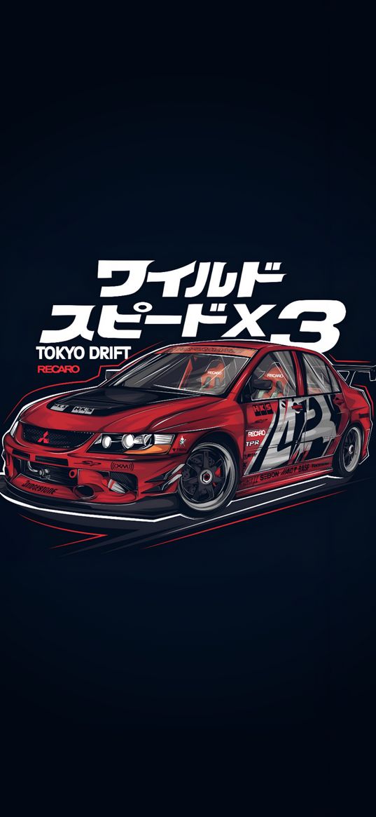 car, mitsubishi, lancer, evo, japan, japanese, sport, red, tokyo, fast and furious