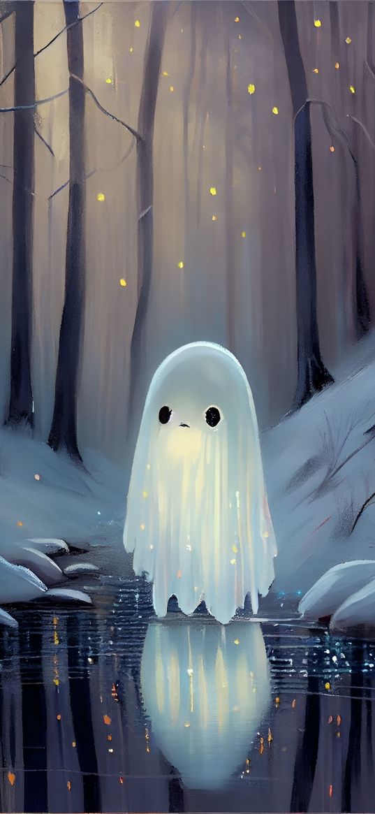 ghost, winter, ice, snow, sadness, cute