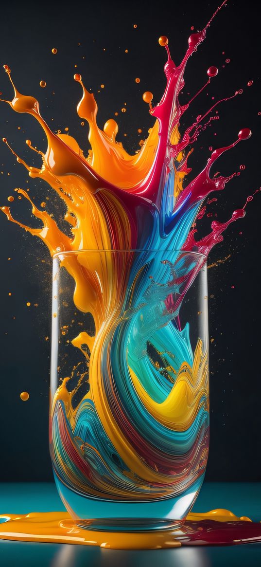 glass, paints, colors, splash, dark