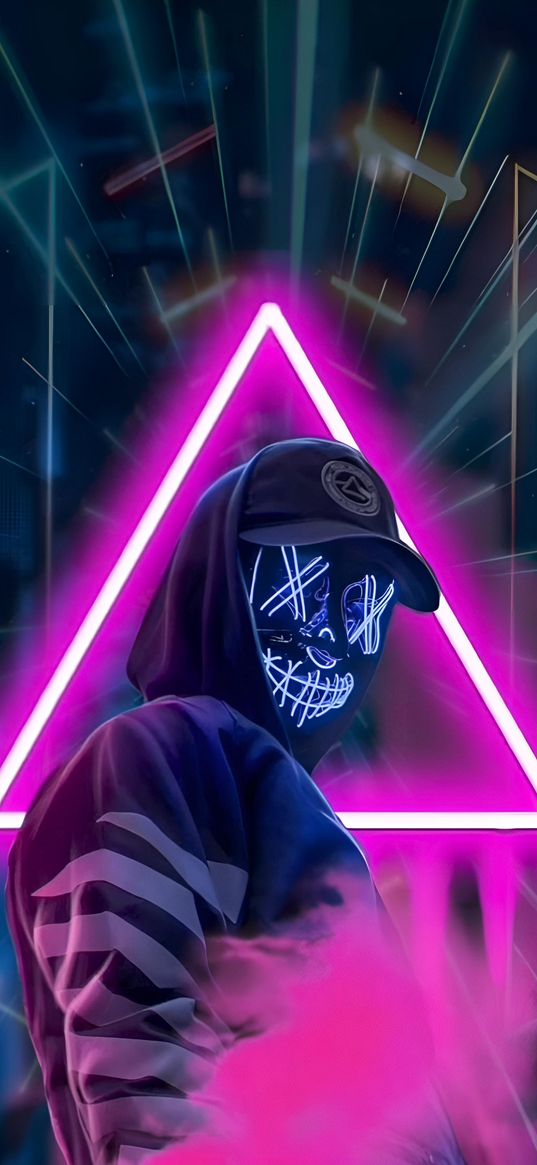 mask, cap, hood, triangle, tunnel, smoke