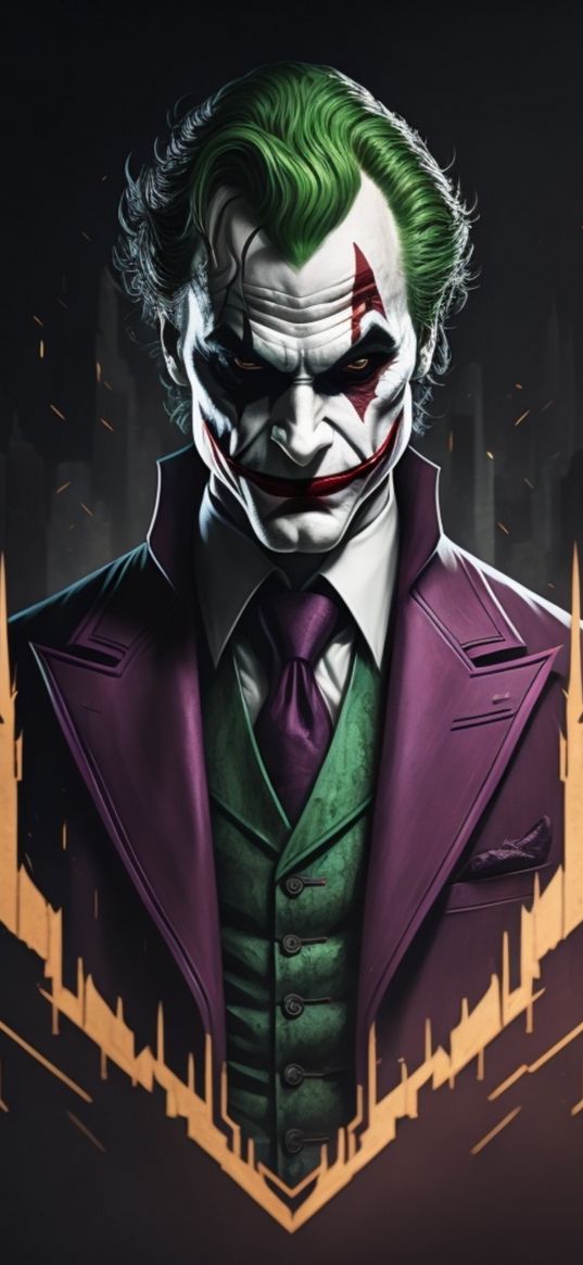 joker, dc, character, villain, portrait, sparks, art