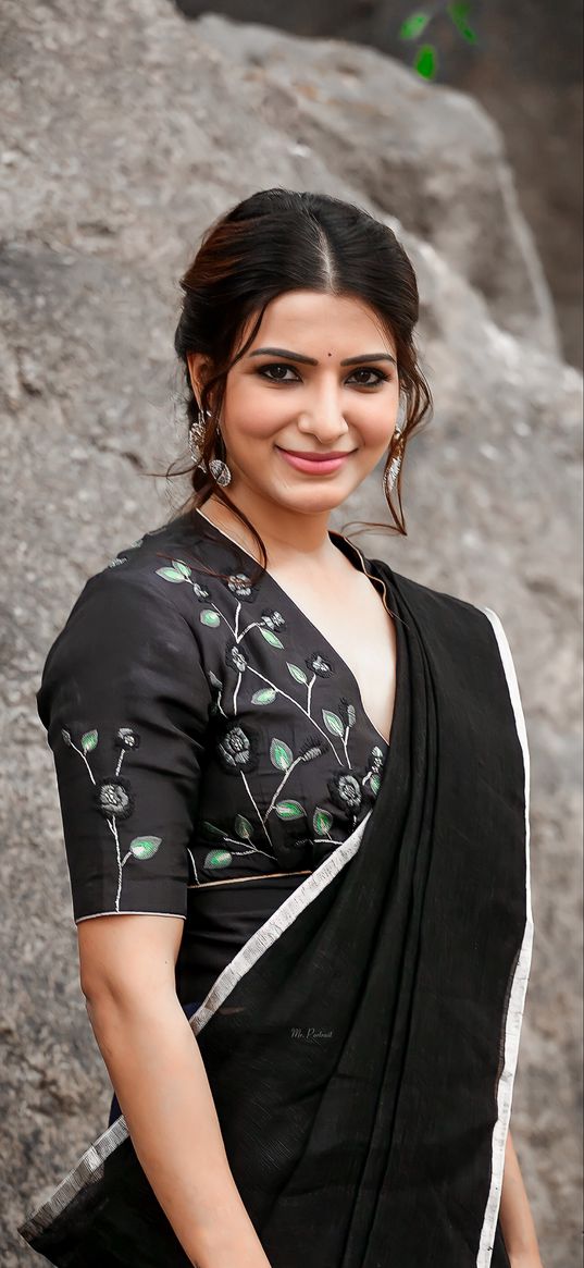 samantha, srp, actress, beautiful, model, saree, love, crush, black