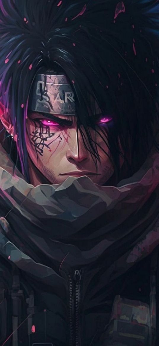 naruto, sasuke, anime, rinnegan, art