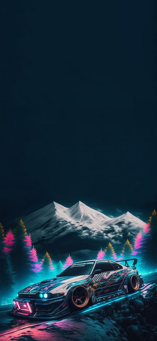 car, auto, art, mountain, dark