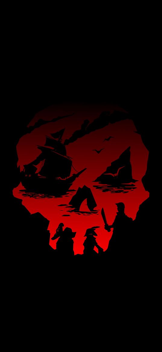 amoled, red, skull